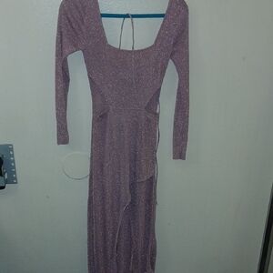 Misa Los Angeles Shimmering Purple Long Sleeve Dress